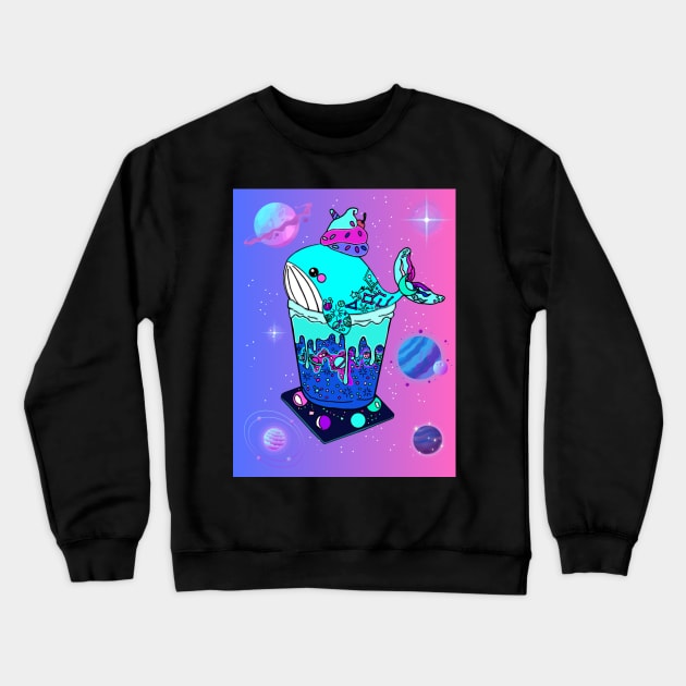 Galaxy Frappe Whale (purple/pink) Crewneck Sweatshirt by Octopus Cafe